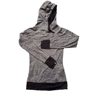 Lululemon Think Fast Hoodie Women's Size 2 Gray Heathered Pullover Thumbholes